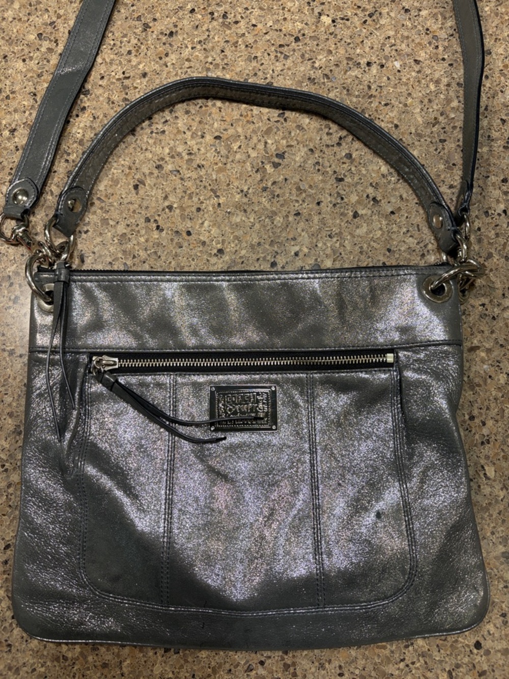 Coach Poppy Metallic Gray Women's Shoulder Crossbody Bag